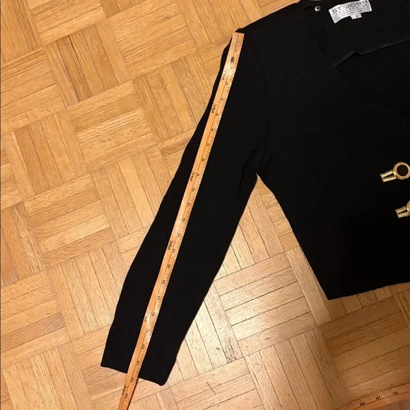 St.John collection Black Cropped Blazer with Gold Accents - Picture 10 of 16